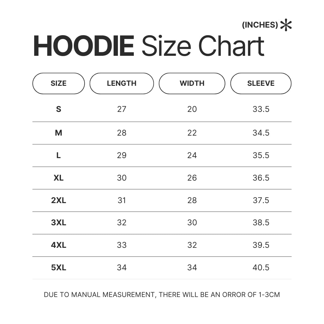 Hoodie Size Chart - Xenoblade Chronicles Merch