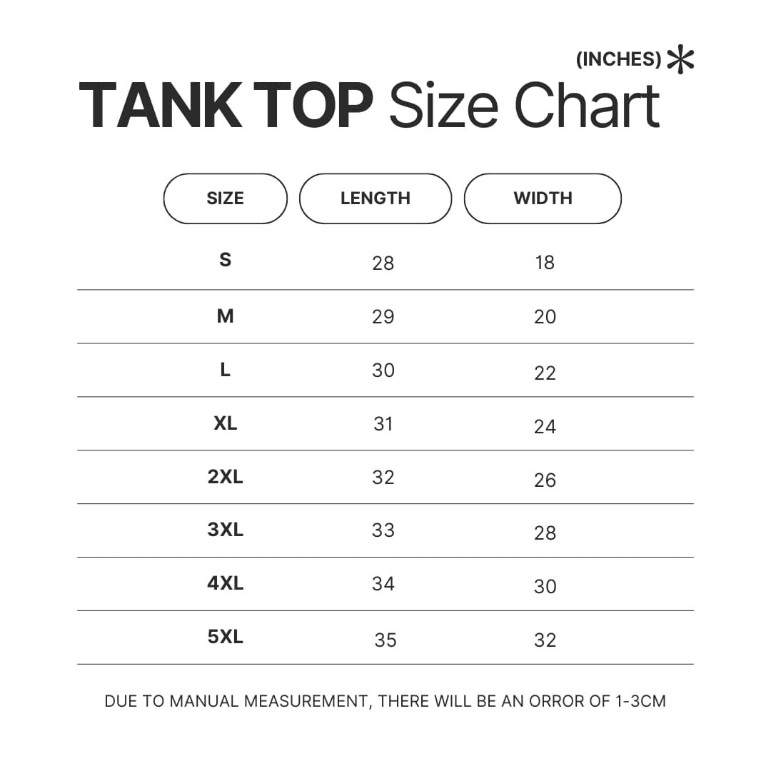 Tank Top Size Chart - Xenoblade Chronicles Merch